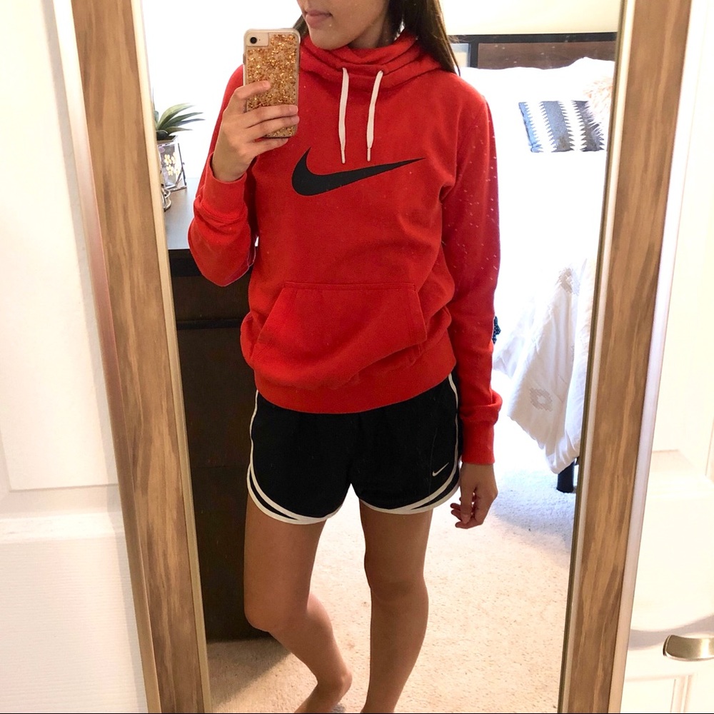 Nike Funnel Neck Hoodie, Red